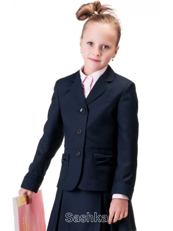 Жакет для дівчинки Sashka шкільний синій, розмір 116-152